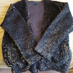 Stage Quality Express Gold Sequin Black Cardigan